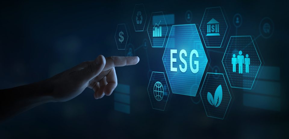 Diagram showing three boxes representing ESG rating data governance stages, with the regulation's scope highlighted in the mi